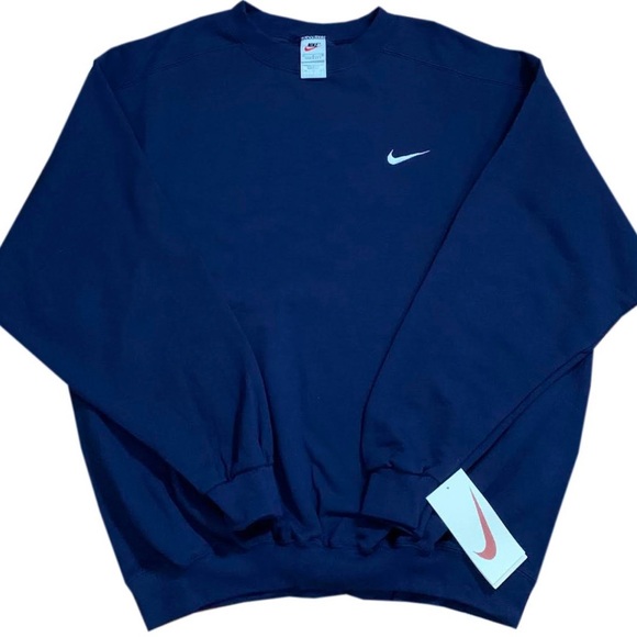 Vintage Nike Swoosh Navy White Crewneck Sweatshirt Mens Size - Main Image